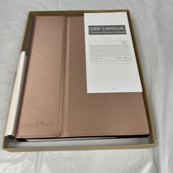 Boriyuan Rose Gold Bluetooth Backlit 10.9" Tablet Keyboard Folio Cover MS52 - Picture 5 of 5